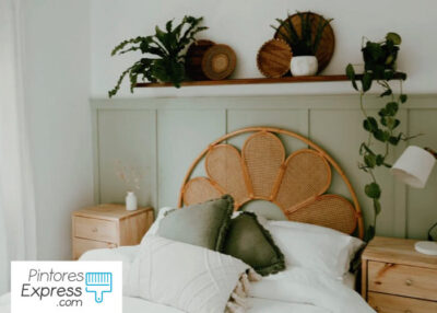 Dormitorio verde pintado por profesionales de la pintura